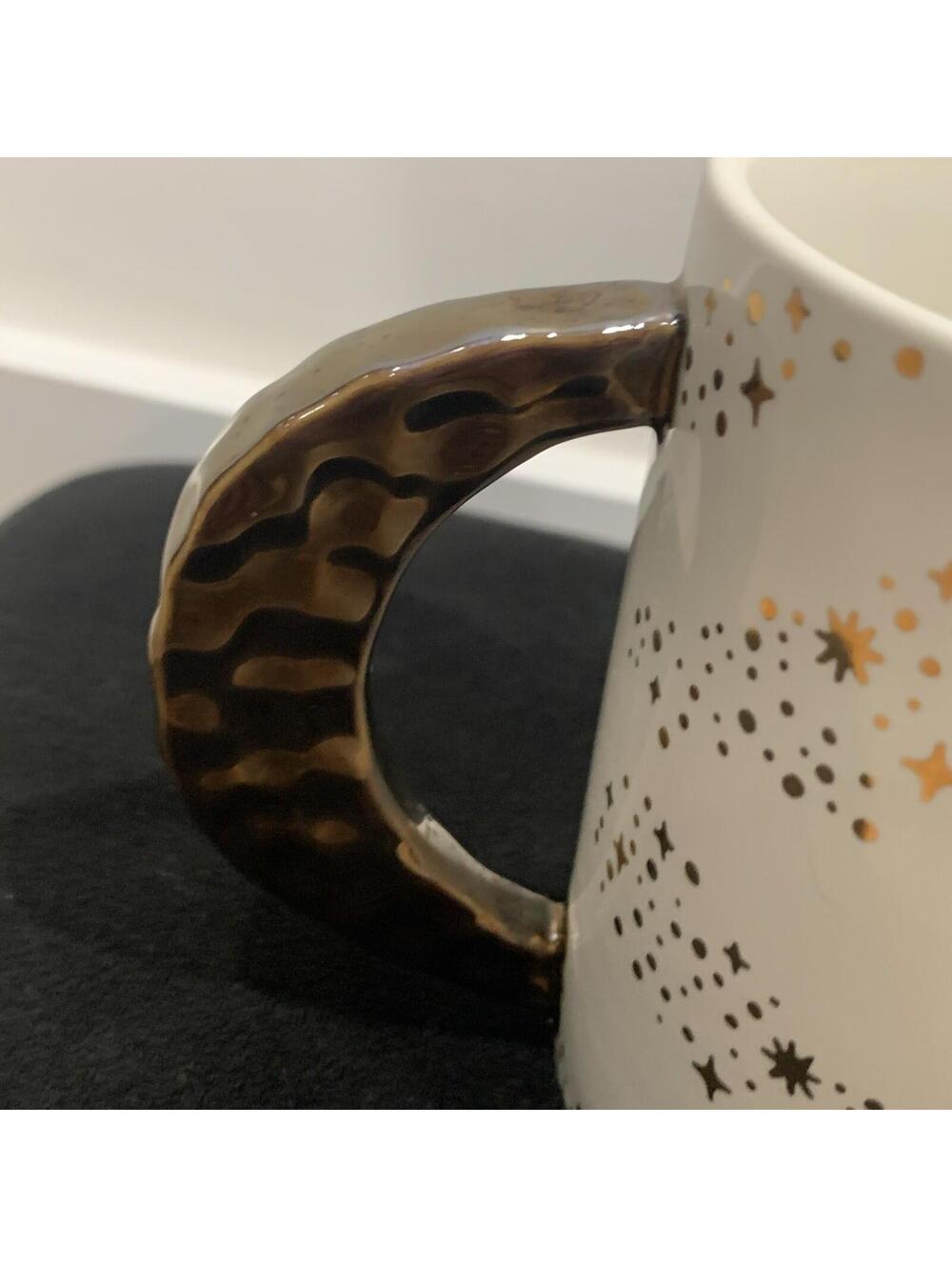 Paper Destiny Gold Stars Mug White Ceramic Gold Handle - Picture 9 of 9